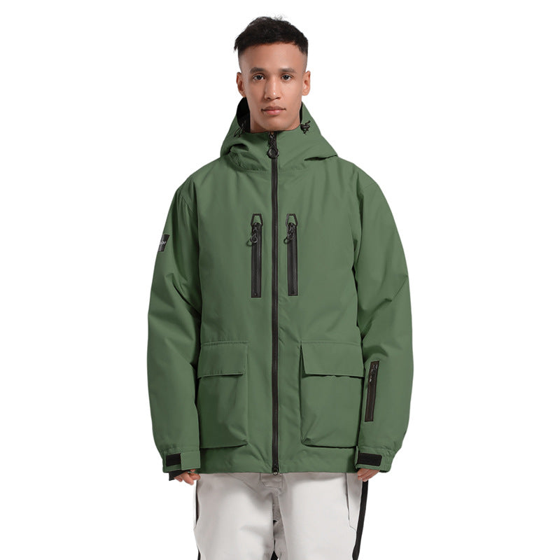 Unisex Outdoor Insulated Snow Jacket Hooded Ski Clothes 