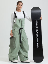 Women's Gsou Snow Alpine Freestyle Extra-Baggy Snow Bibs Pants 