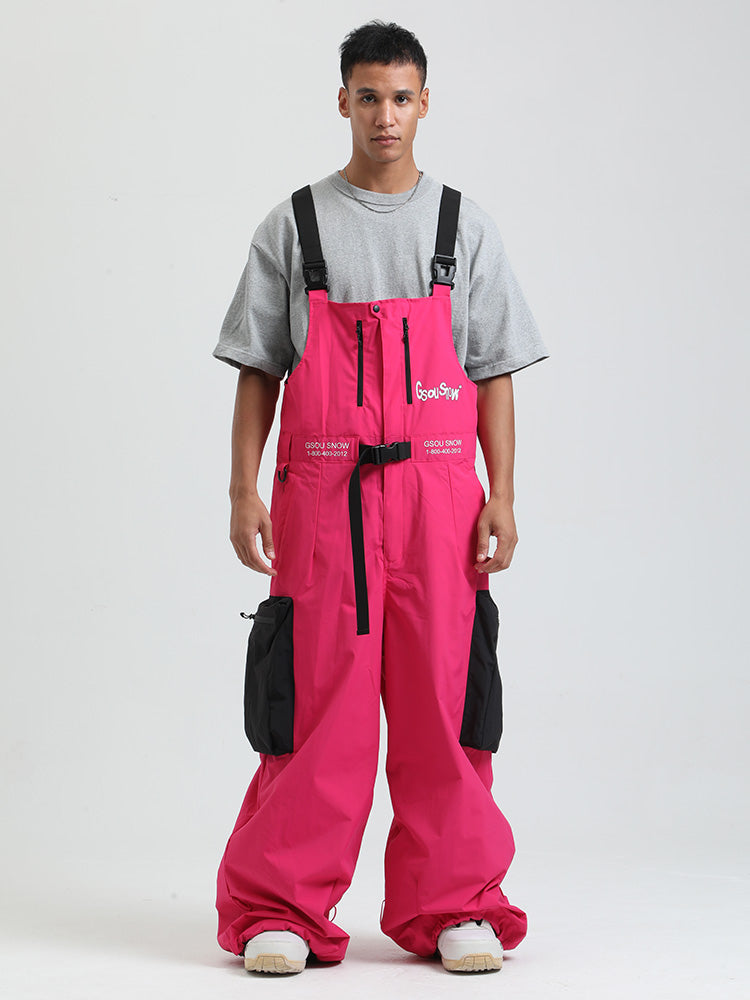 Men's Gsou Snow Alpine Freestyle Extra-Baggy Snow Bibs Pants 