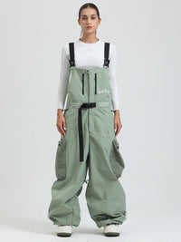 Women's Gsou Snow Alpine Freestyle Extra-Baggy Snow Bibs Pants 