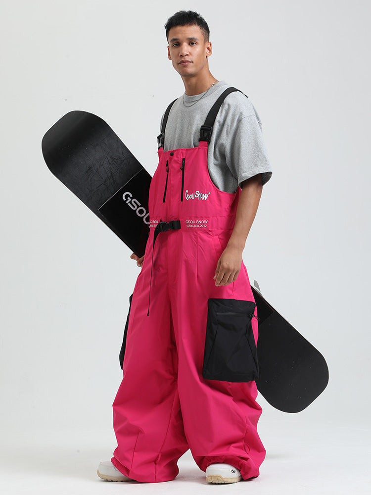 Men's Gsou Snow Alpine Freestyle Extra-Baggy Snow Bibs Pants 