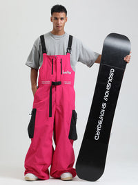 Men's Gsou Snow Alpine Freestyle Extra-Baggy Snow Bibs Pants 