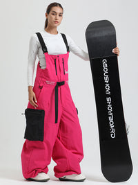 Women's Gsou Snow Alpine Freestyle Extra-Baggy Snow Bibs Pants 