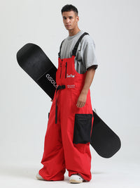 Men's Gsou Snow Alpine Freestyle Extra-Baggy Snow Bibs Pants 