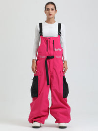 Women's Gsou Snow Alpine Freestyle Extra-Baggy Snow Bibs Pants 
