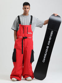 Men's Gsou Snow Alpine Freestyle Extra-Baggy Snow Bibs Pants 