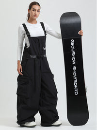 Women's Gsou Snow Alpine Freestyle Extra-Baggy Snow Bibs Pants 