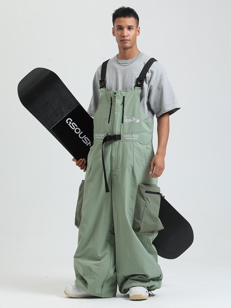 Men's Gsou Snow Alpine Freestyle Extra-Baggy Snow Bibs Pants 