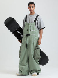 Men's Gsou Snow Alpine Freestyle Extra-Baggy Snow Bibs Pants 