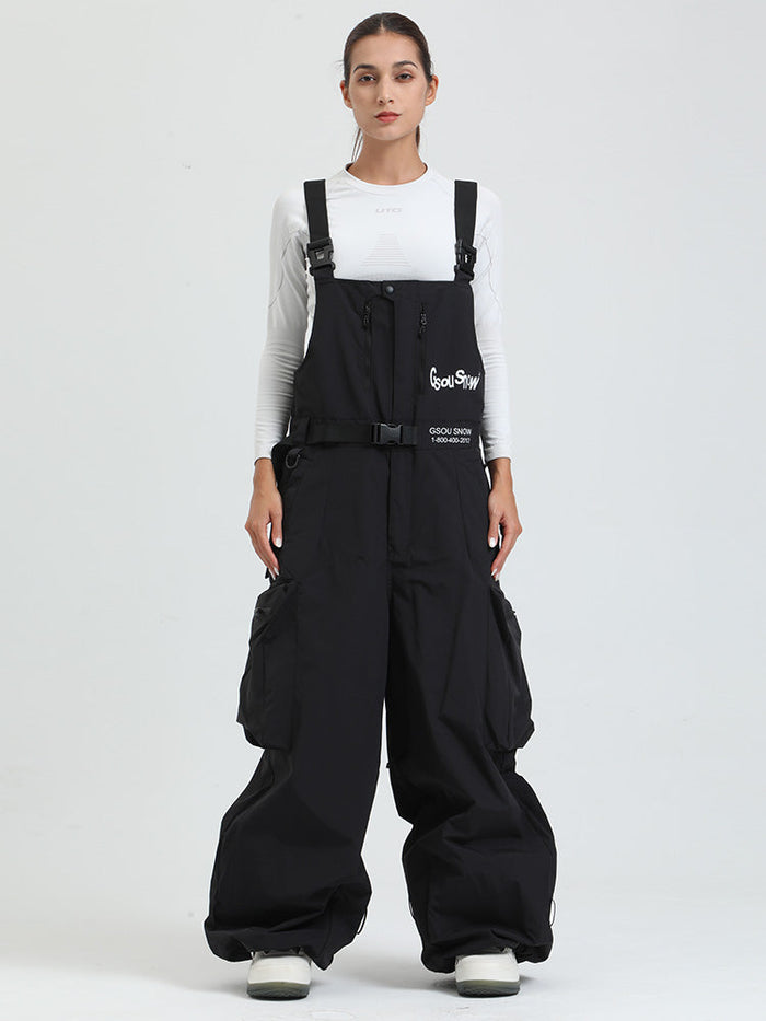 Women's Gsou Snow Alpine Freestyle Extra-Baggy Snow Bibs Pants 