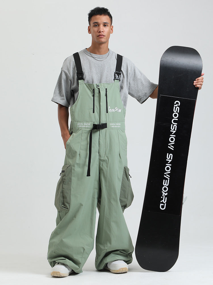 Men's Gsou Snow Alpine Freestyle Extra-Baggy Snow Bibs Pants 