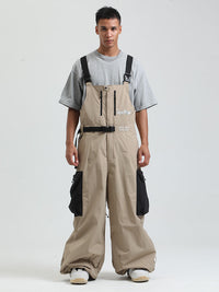 Men's Gsou Snow Alpine Freestyle Extra-Baggy Snow Bibs Pants 