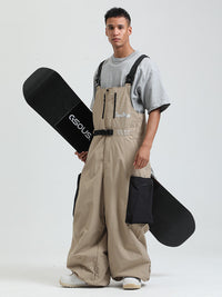 Men's Gsou Snow Alpine Freestyle Extra-Baggy Snow Bibs Pants 