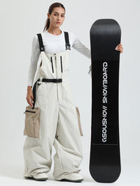 Women's Gsou Snow Alpine Freestyle Extra-Baggy Snow Bibs Pants 