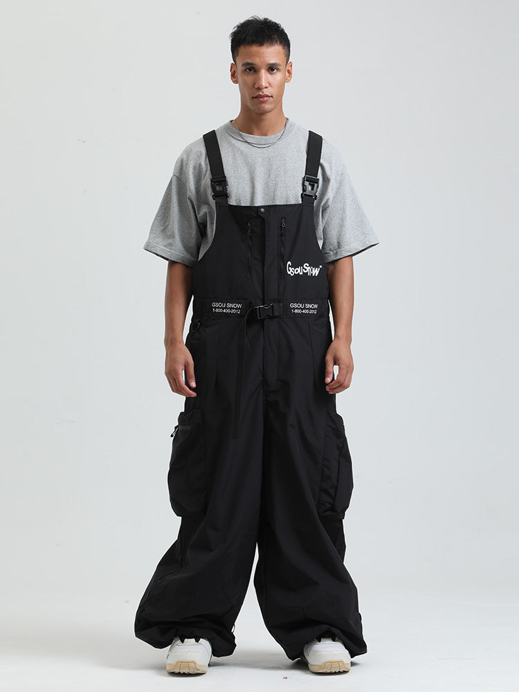 Men's Gsou Snow Alpine Freestyle Extra-Baggy Snow Bibs Pants 
