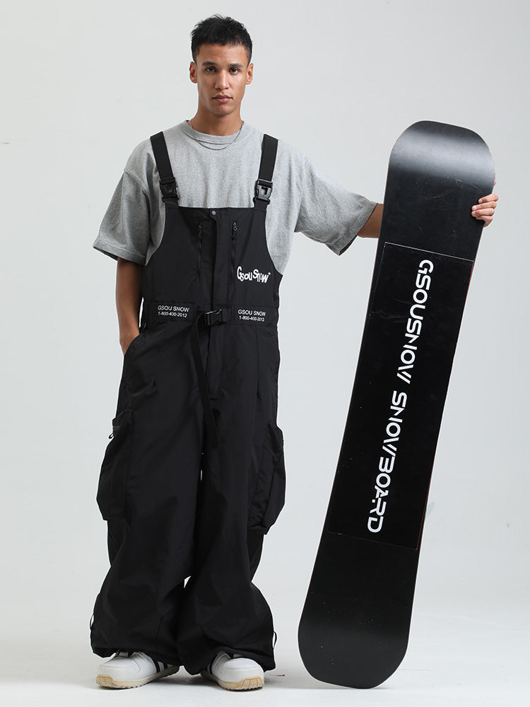 Men's Gsou Snow Alpine Freestyle Extra-Baggy Snow Bibs Pants 