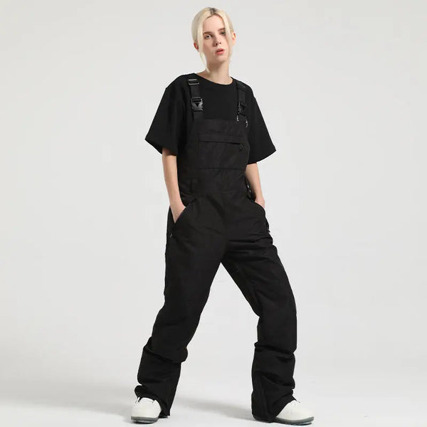 2025 Winter Snowboard Bibs Pants Girls Contrast Color Overalls 