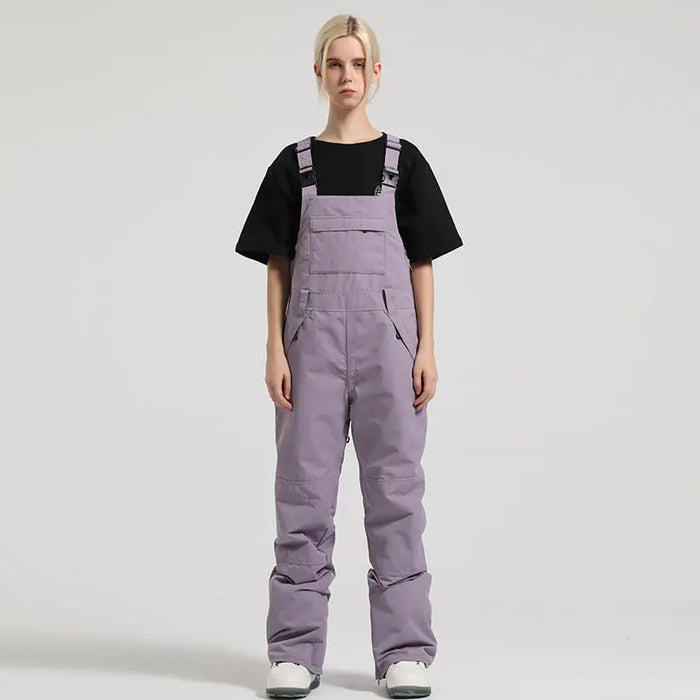 2025 Winter Snowboard Bibs Pants Girls Contrast Color Overalls 