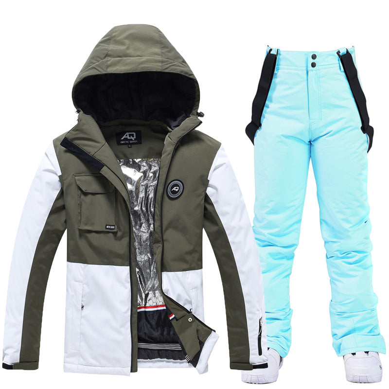 Riuiyele Colorblock Women Ski Jacket & Bib Pants 