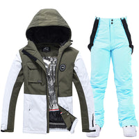Riuiyele Colorblock Women Ski Jacket & Bib Pants 