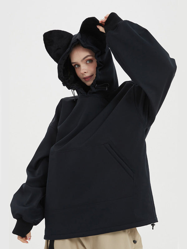Women's Doorek Fluffy Cute Waterproof Fleece Snow Hoodie - Cat Ears Decoration 