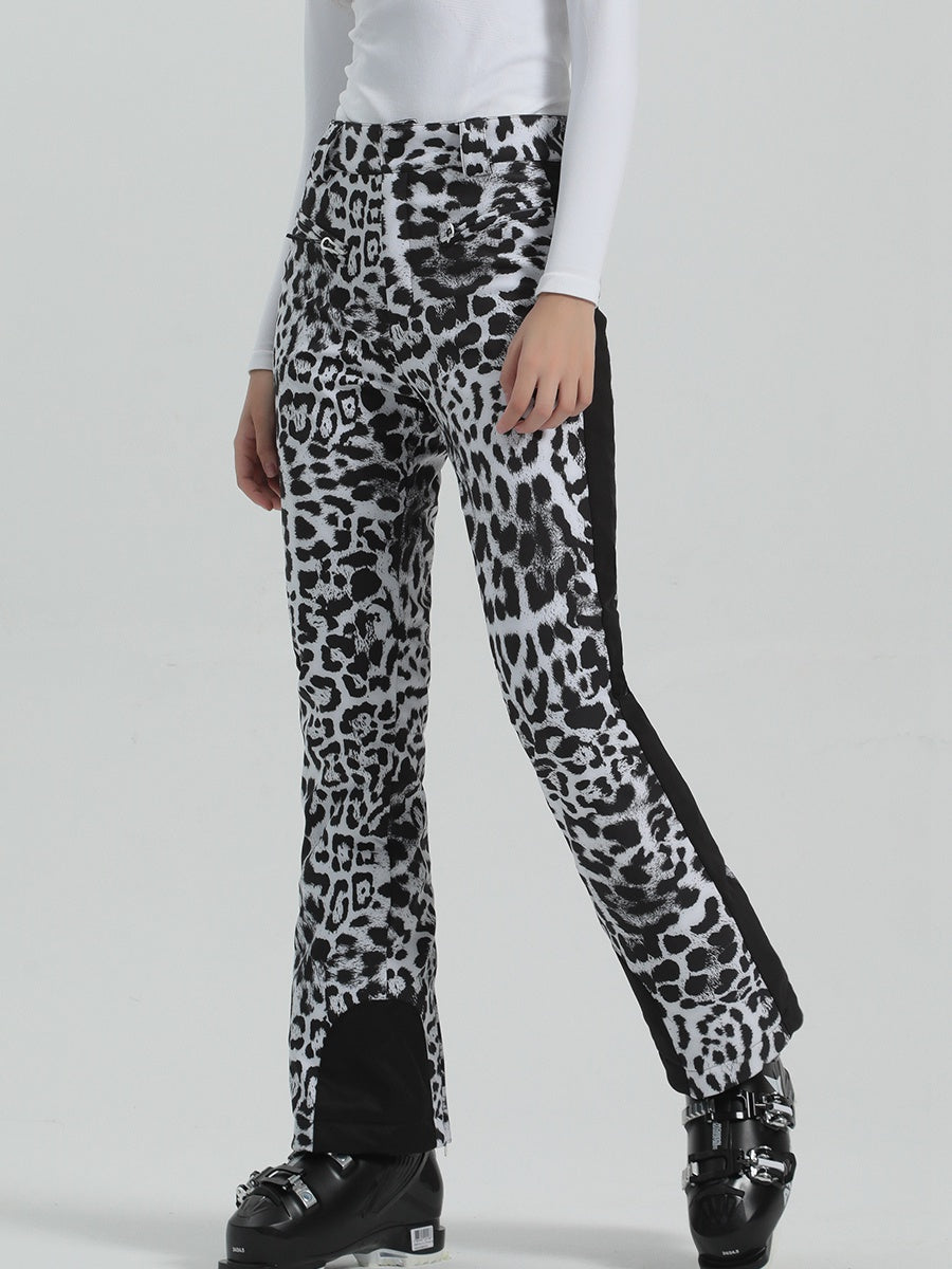 Leopard Printed Slim Snowboard Pants Durable Outdoor Sports Snowsuits RIUIYELE