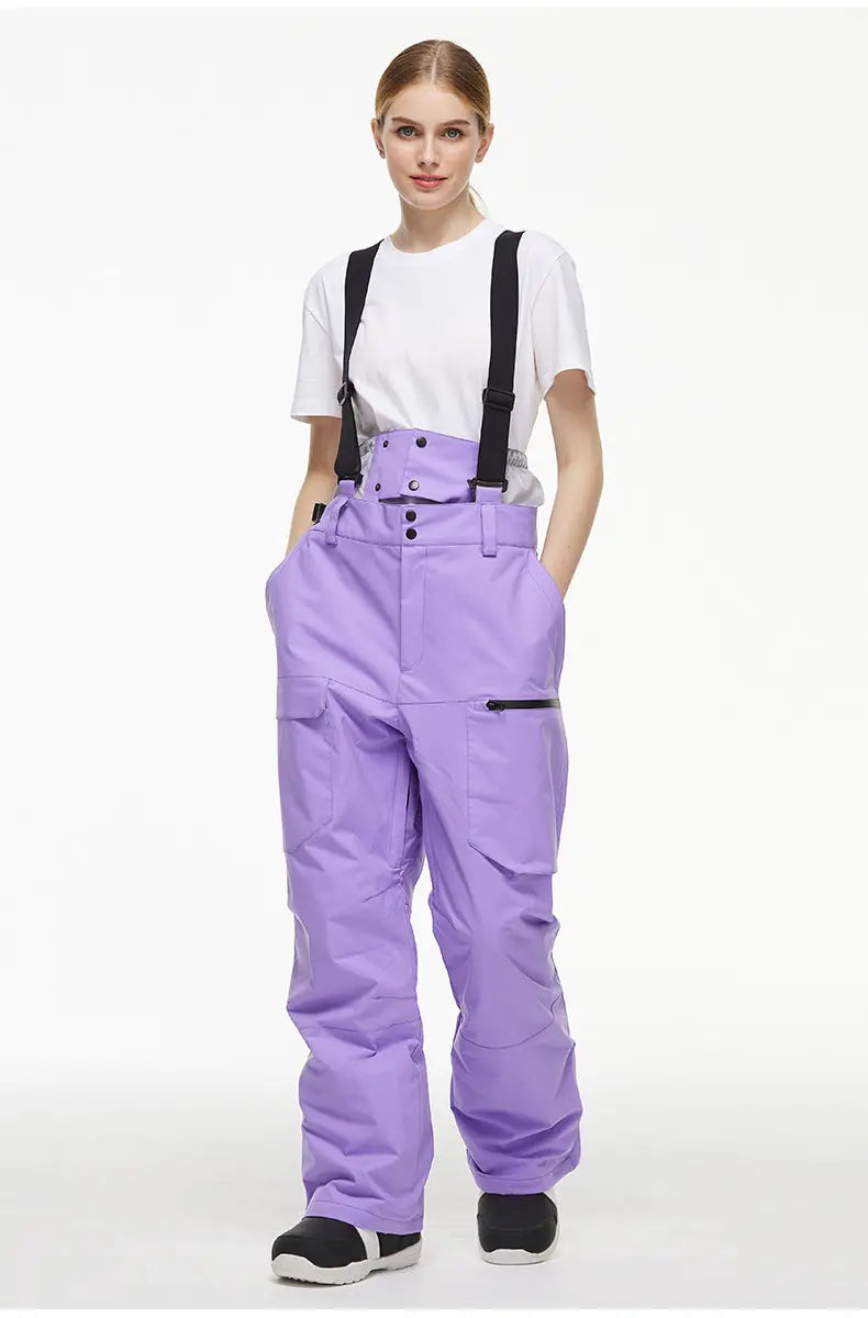 High Waist Ski Bibs for 2025 Skiing Sports Unisex Snowboarding Overalls 