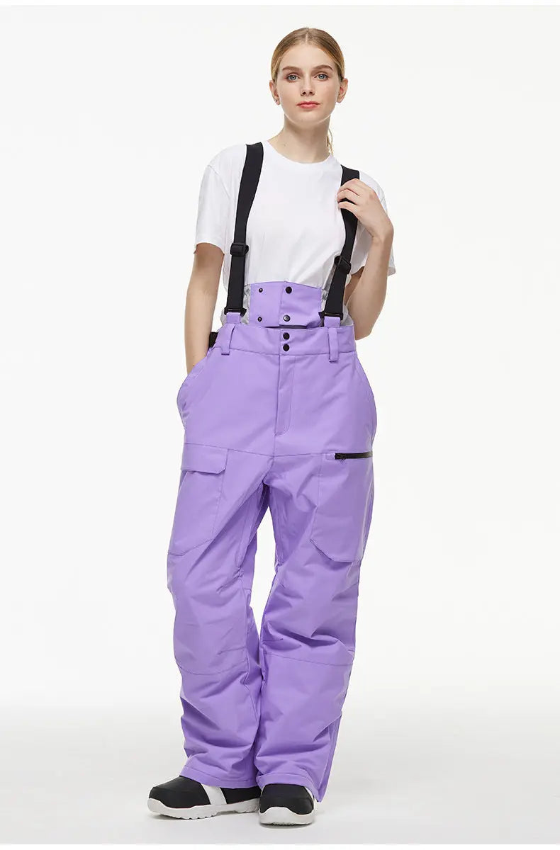 High Waist Ski Bibs for 2025 Skiing Sports Unisex Snowboarding Overalls 