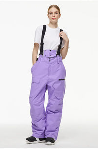 High Waist Ski Bibs for 2025 Skiing Sports Unisex Snowboarding Overalls 