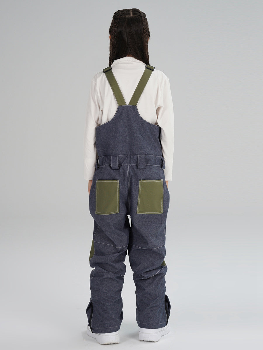 Demin Girls Insulated Snow Bibs