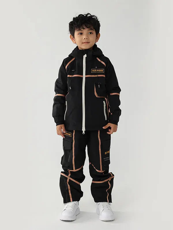 Kid's Air Pose Mountain Breaker Stripe Cargo Snow Jacket & Pants 