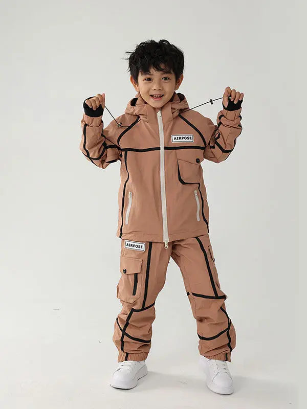 Kid's Air Pose Mountain Breaker Stripe Cargo Snow Jacket & Pants 