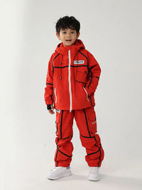 Kid's Air Pose Mountain Breaker Stripe Cargo Snow Jacket & Pants 