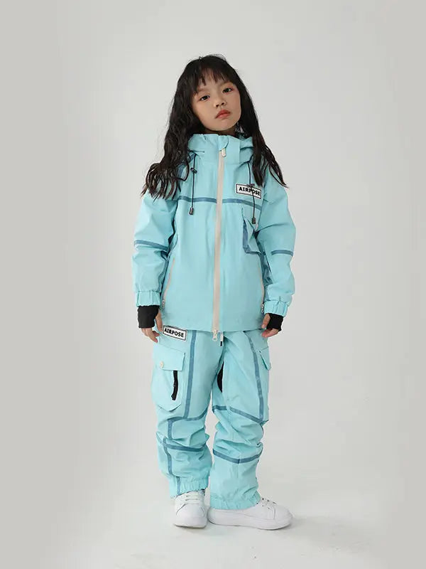 Kid's Air Pose Mountain Breaker Stripe Cargo Snow Jacket & Pants 