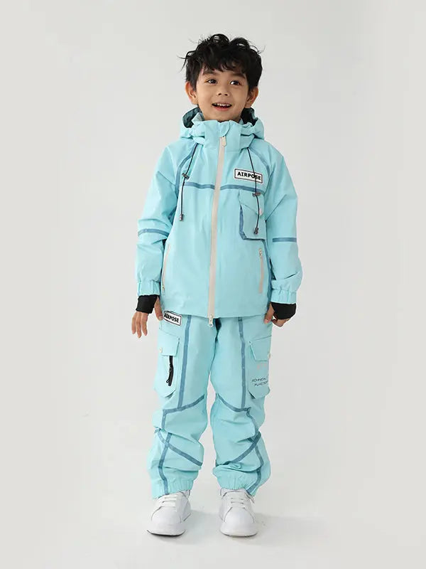 Kid's Air Pose Mountain Breaker Stripe Cargo Snow Jacket & Pants 