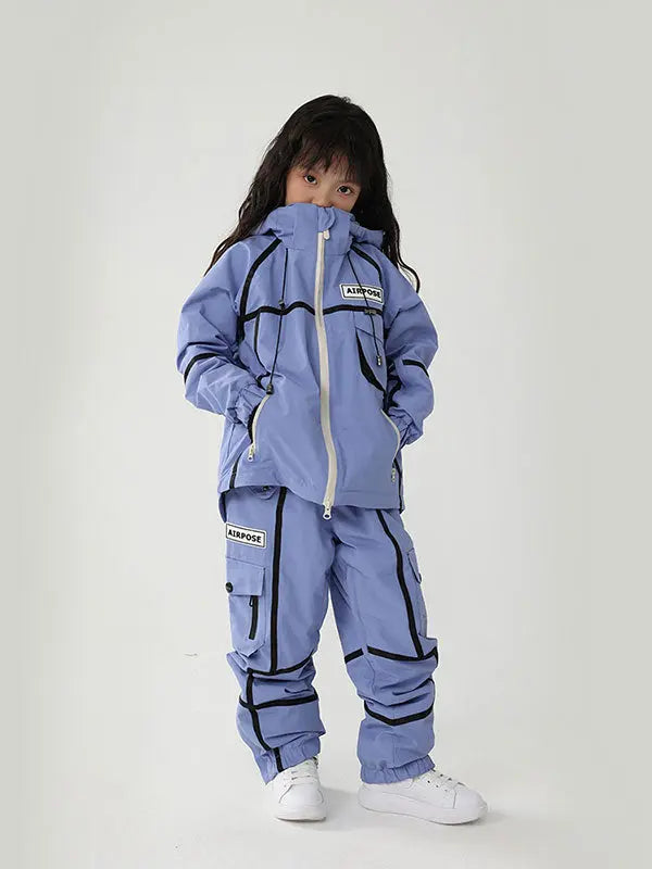 Kid's Air Pose Mountain Breaker Stripe Cargo Snow Jacket & Pants 