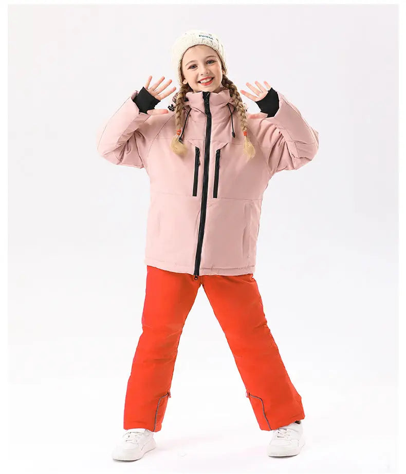 Kids Outdoor Snowboarding Jacket Hooded Warm Coat 