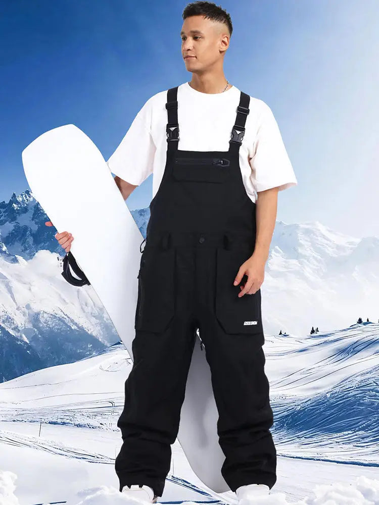 Men Ski Bibs Snowboard Pants Snow Bibs Overalls 
