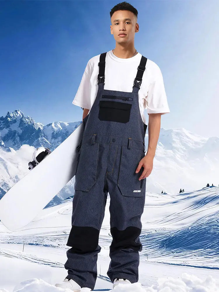 Men Ski Bibs Snowboard Pants Snow Bibs Overalls 