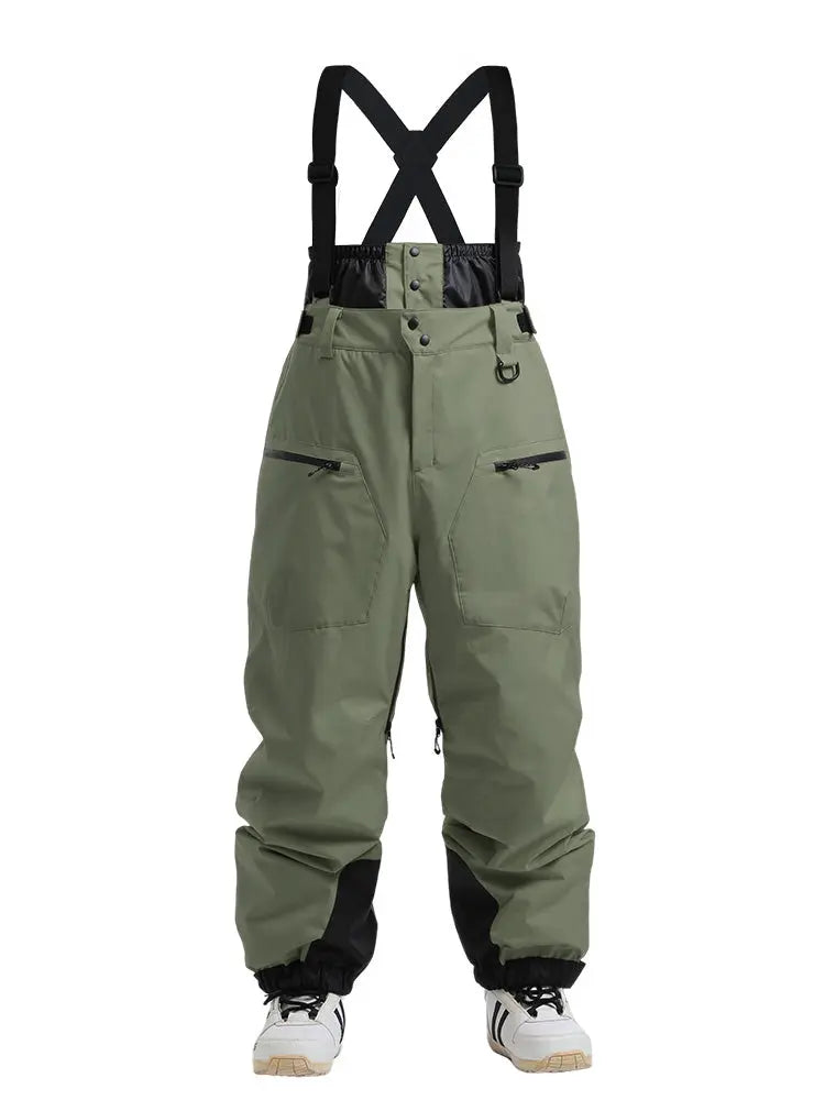 Men's Gsou Snow Durable Mountain Pro All Function Cargo Snow Bibs Pants 