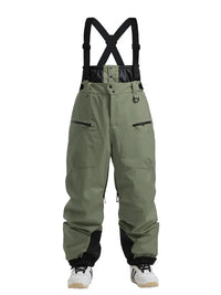 Men's Gsou Snow Durable Mountain Pro All Function Cargo Snow Bibs Pants 