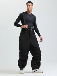 Men's Gsou Snow Durable Mountain Pro All Function Cargo Snow Bibs Pants 