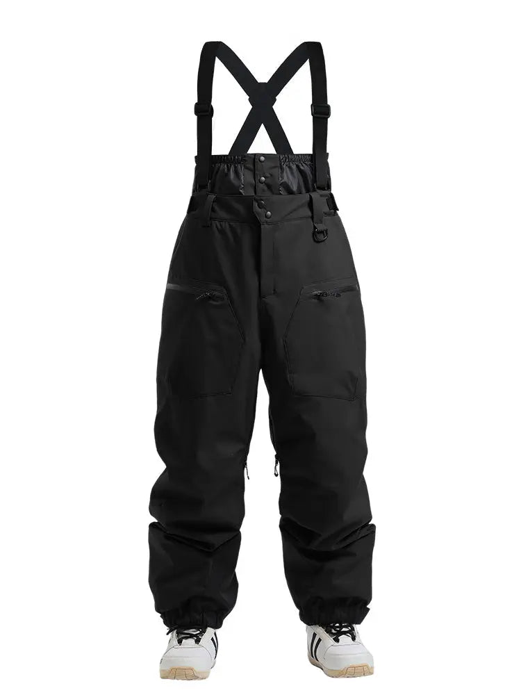 Men's Gsou Snow Durable Mountain Pro All Function Cargo Snow Bibs Pants 
