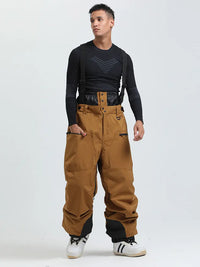 Men's Gsou Snow Durable Mountain Pro All Function Cargo Snow Bibs Pants 