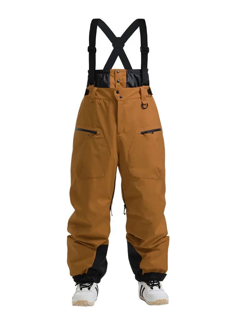 Men's Gsou Snow Durable Mountain Pro All Function Cargo Snow Bibs Pants 