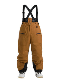 Men's Gsou Snow Durable Mountain Pro All Function Cargo Snow Bibs Pants 