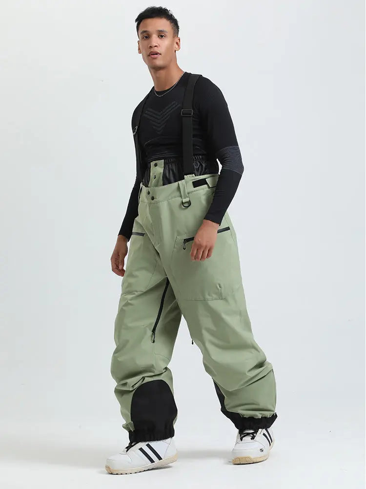 Men's Gsou Snow Durable Mountain Pro All Function Cargo Snow Bibs Pants 