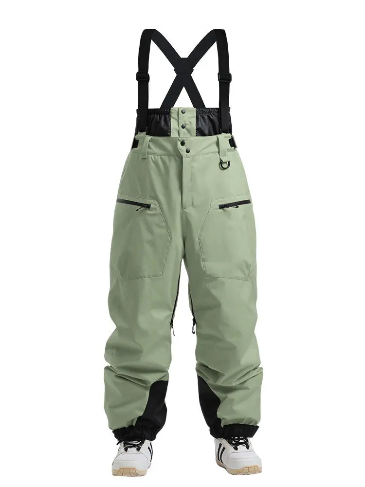 Men's Gsou Snow Durable Mountain Pro All Function Cargo Snow Bibs Pants 