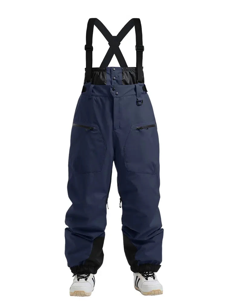 Men's Gsou Snow Durable Mountain Pro All Function Cargo Snow Bibs Pants 
