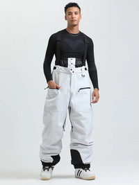 Men's Gsou Snow Durable Mountain Pro All Function Cargo Snow Bibs Pants 